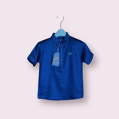 Boys Shirt(00172)Clr-Navy Blue-Fabric Cotton