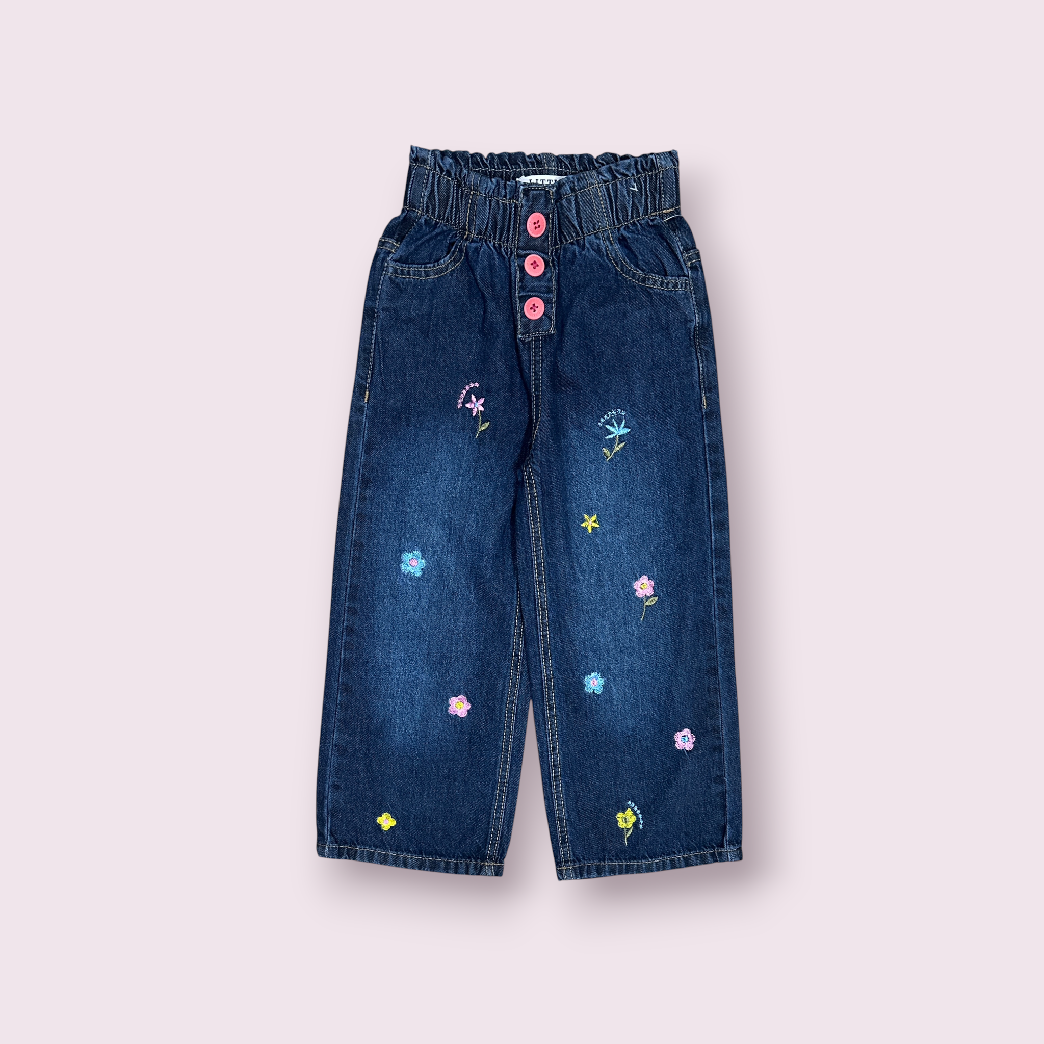 Girls Pant (00296)Clr-Dark blue-Fabric Jeans