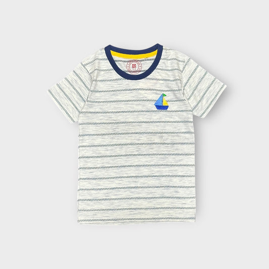 Boy T Shirt (00194)Clr-Gry Lining-Fabric Blended Cotton