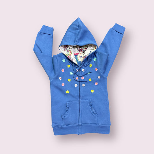 Girls Hoodie (03642) Fabric Warm Fleece-Zink Blue