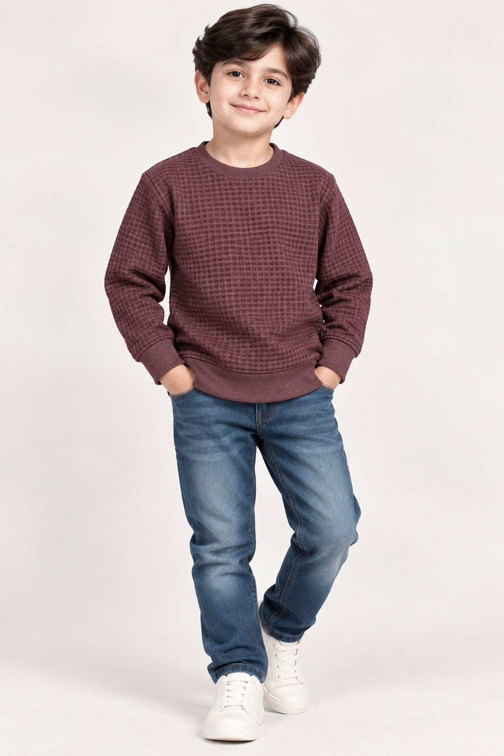 Boy Sweat-Shirt(00320)Clr-Maroon-Fabric High Quality warm Fleece