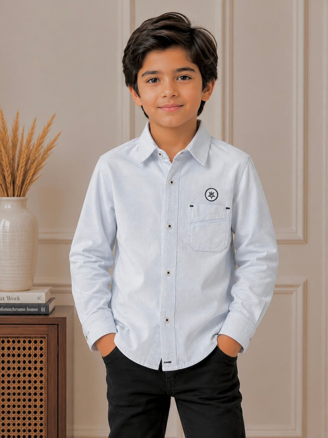 Boy Corduroy Shirt (0079) Clr-Lite Sky-Fabric Soft Corduroy