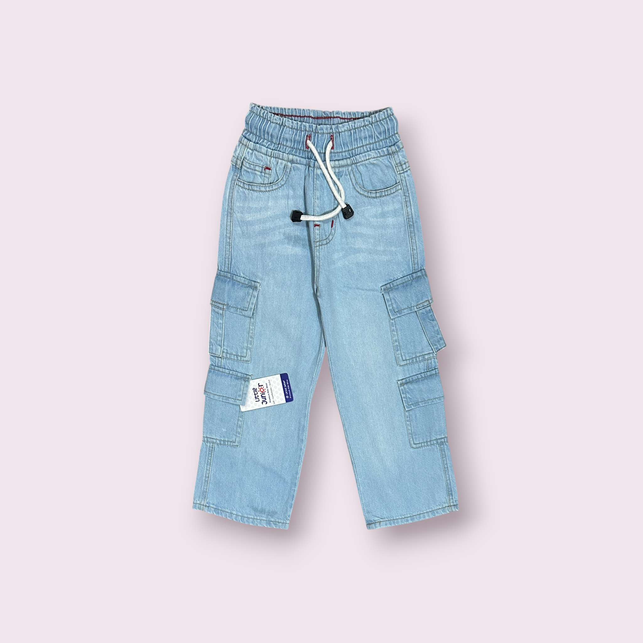 Boys Baggy Pant(0022)Clr-Sky Blue-Fabric Denim Jeans