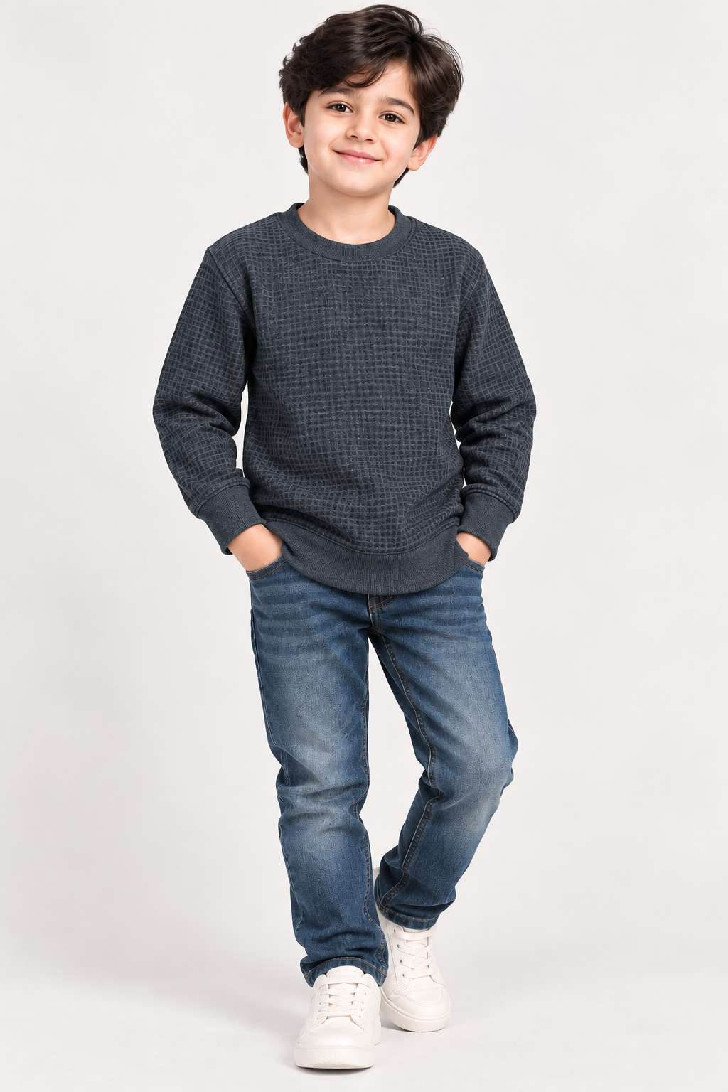 Boy Sweat-Shirt(00319)Clr-Dark Gry-Fabric High Quality warm Fleece