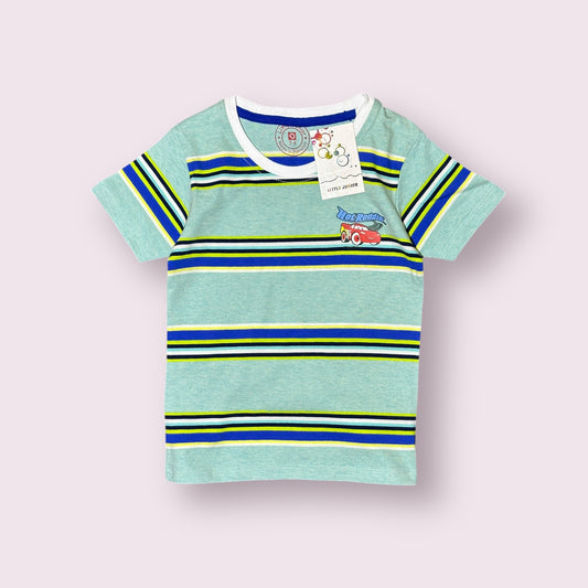 Boy T Shirt (0027)Clr-Green blue Lining-Fabric Blended Cotton