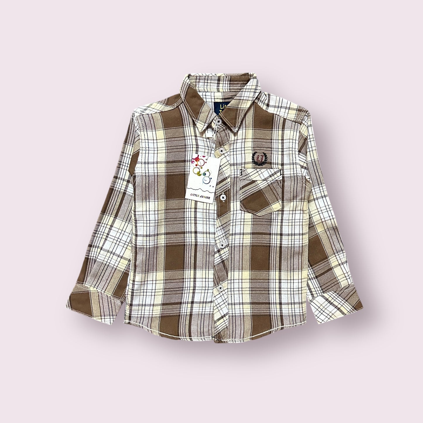 Boy Shirt (03505)Clr-Off white And Brown