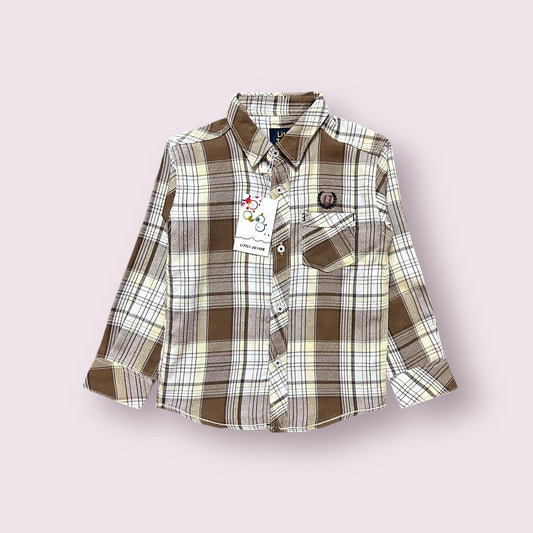 Boy Shirt (03505)Clr-Off white And Brown