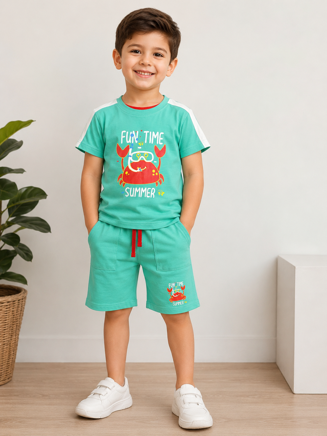Boys Blended Pair(02846)Clr-Sea Green-Fabric Blended
