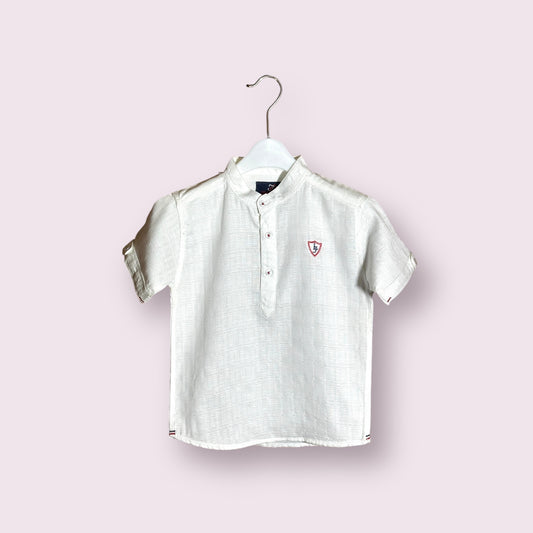 Boys Shirt(00173)Clr-White-Fabric Cotton