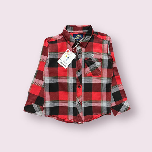 Boy Shirt (03510)Clr-Red Black And Gry