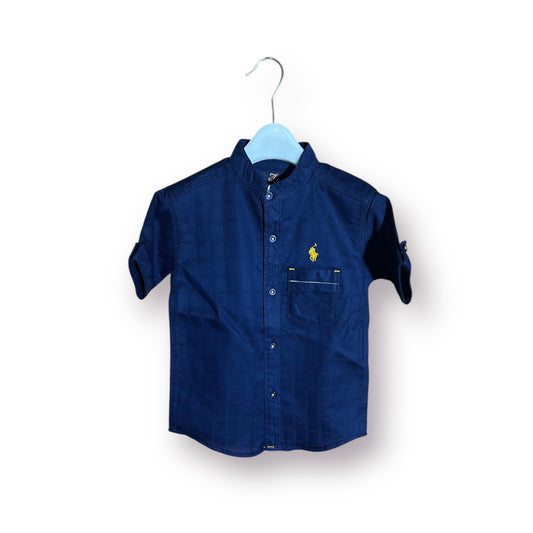 Boys Shirt(00165)Clr-Navy Blue-Fabric Cotton