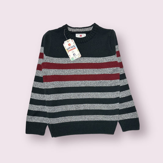 Boy Sweater (03371) Clr-Black And Maroon