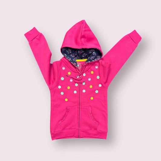 Girls Hoodie (03640) Fabric Warm Fleece-Clr Shocking Pink