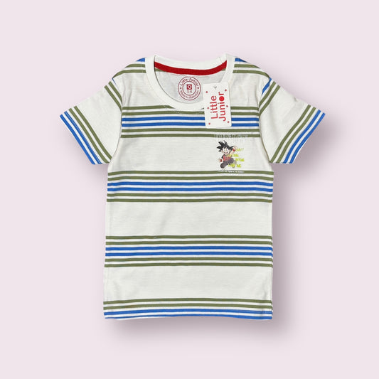 Boy T Shirt (0026)Clr-Off white blue Lining-Fabric Blended Cotton