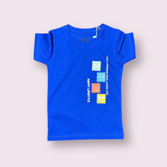 Boy T Shirt (0005)Clr-Royal Blue-Fabric Blended Cotton