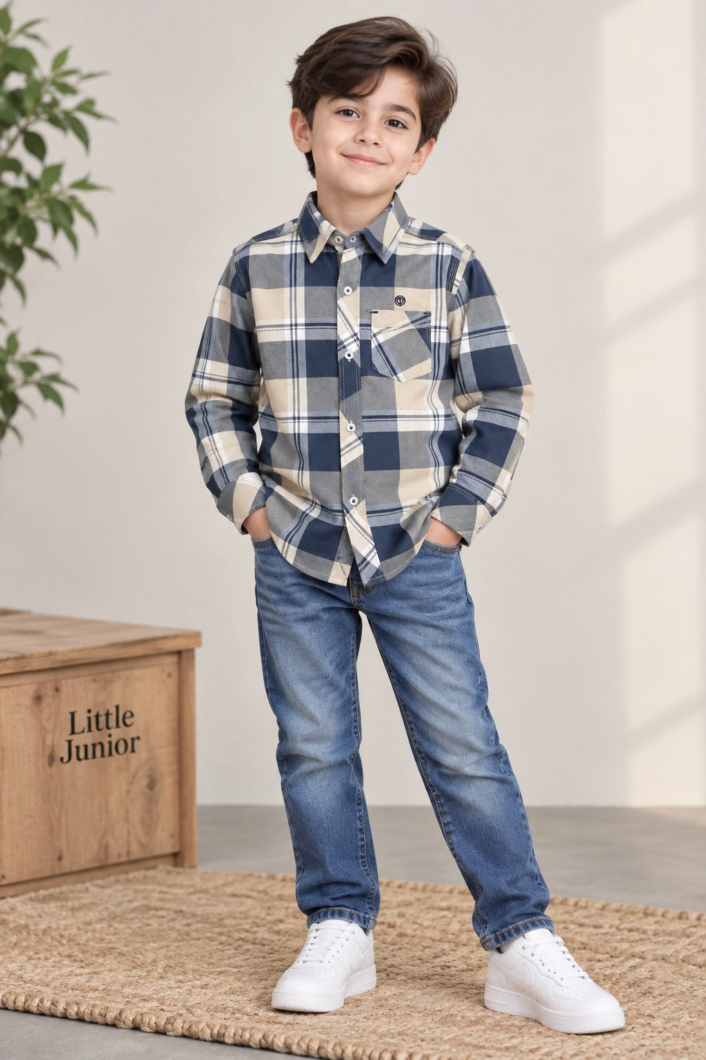 Boy Shirt (00198) Clr-Pista Check-Fabric Soft Flannel For winters