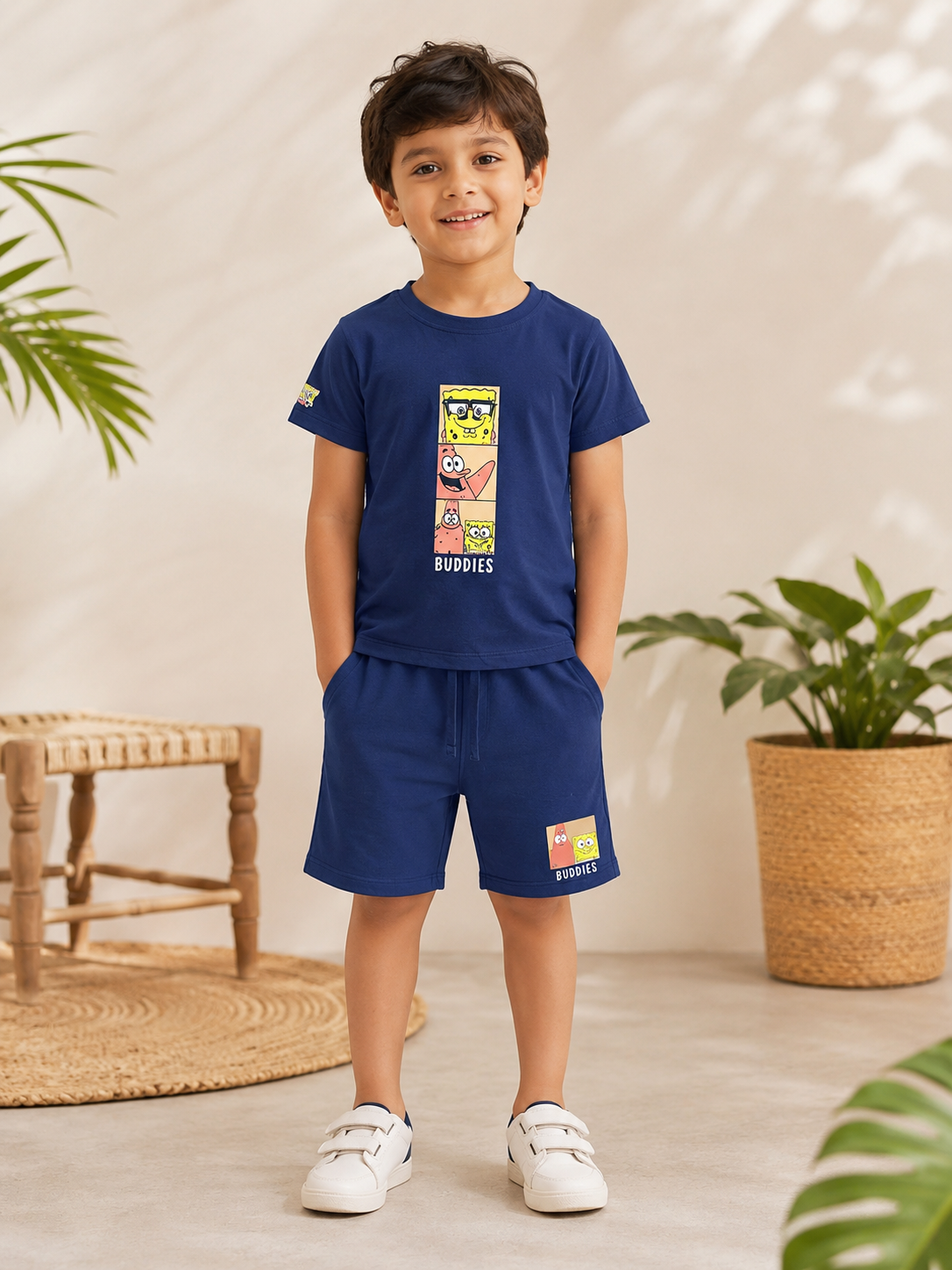 Boys Blended Pair(02766)Clr-Navy Blue-Fabric Blended