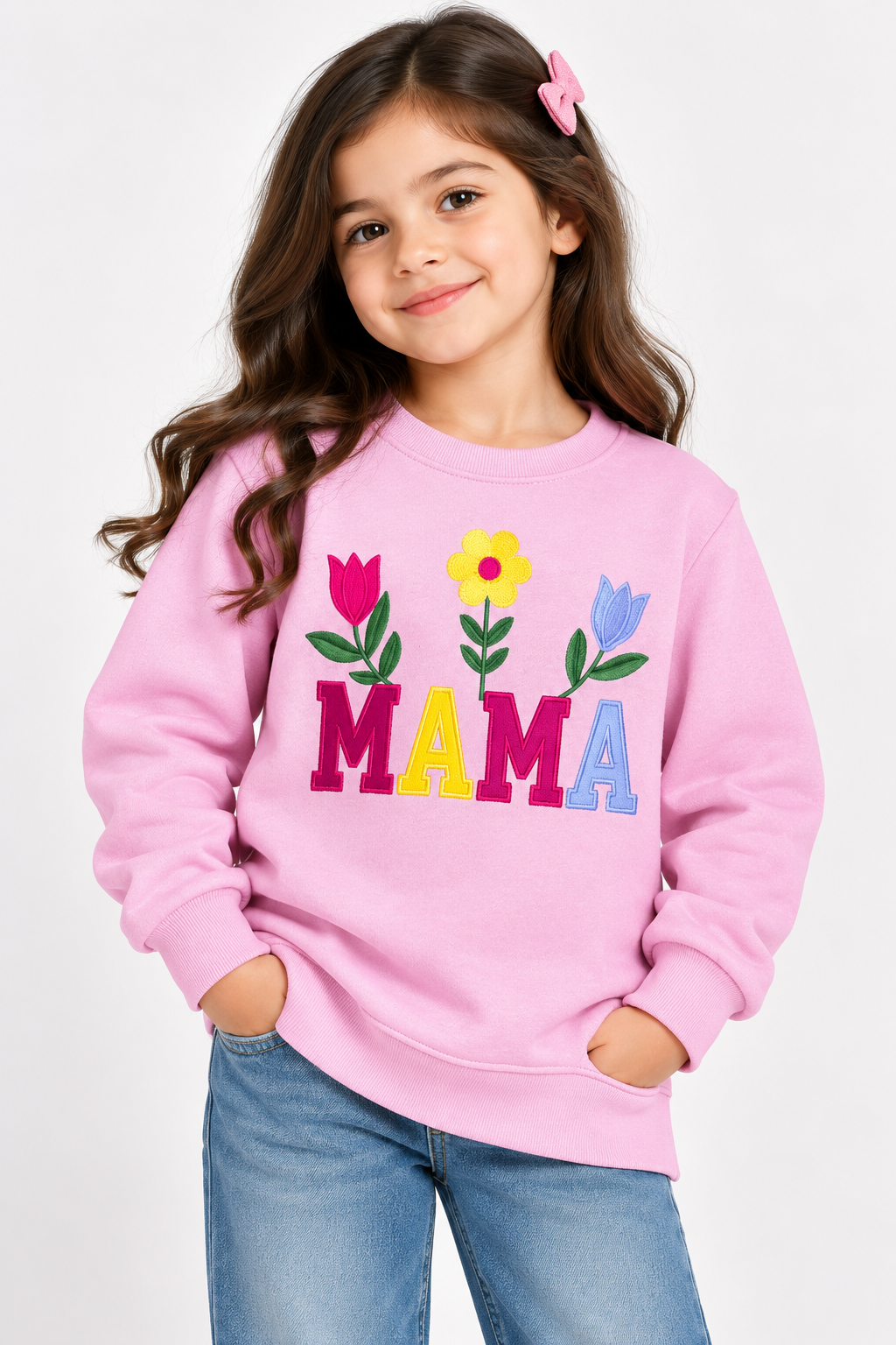 Girls Sweat-Shirt(00365)Clr-Baby Pink-Fabric High Quality warm Fleece
