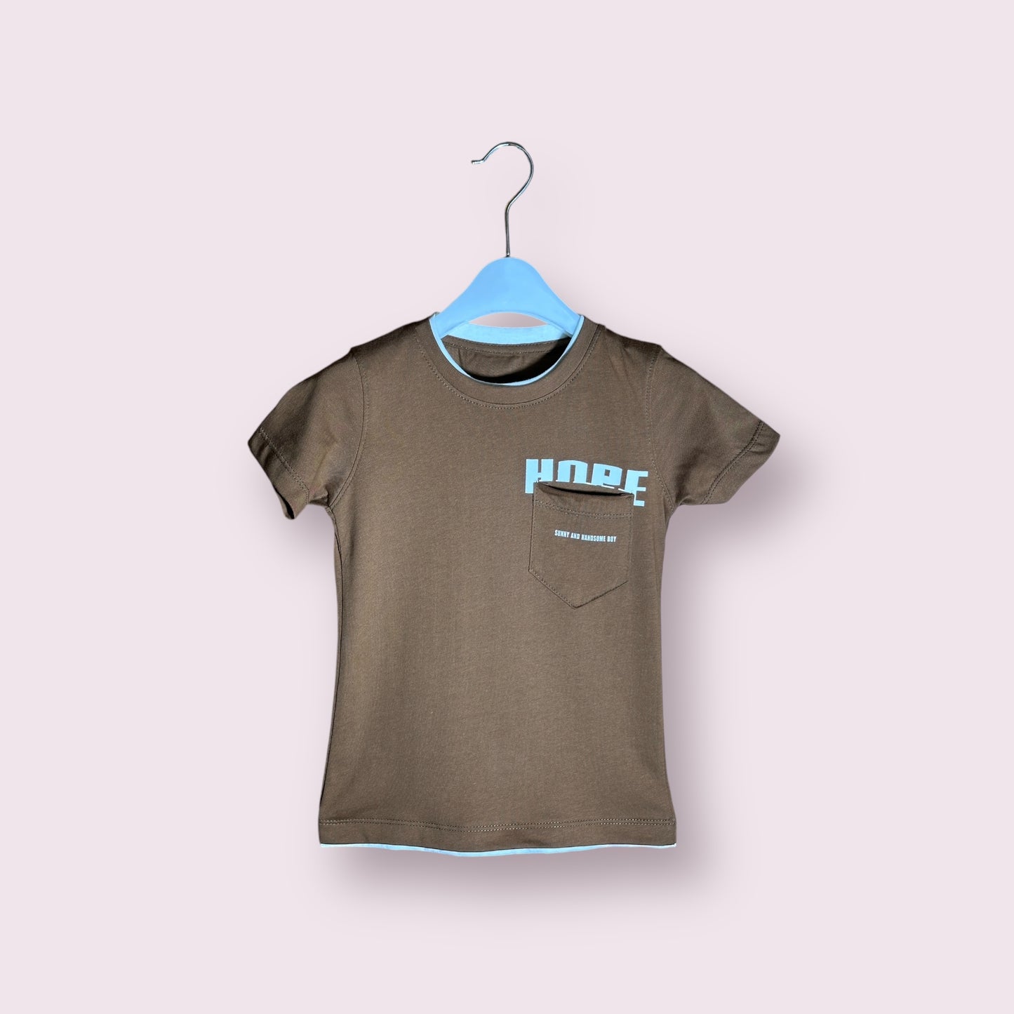 Boy T Shirt (00232)Clr-Dark Brown-Fabric Blended Cotton