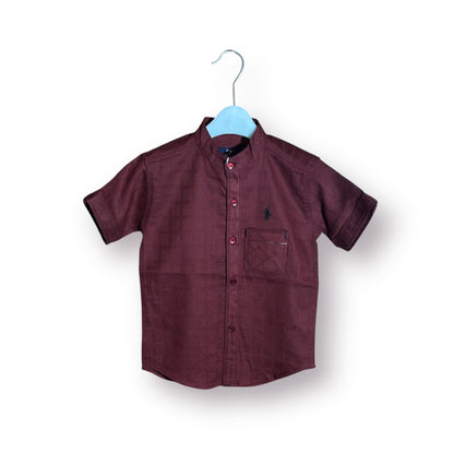 Boys Shirt(00163)Clr-Maroon-Fabric Cotton