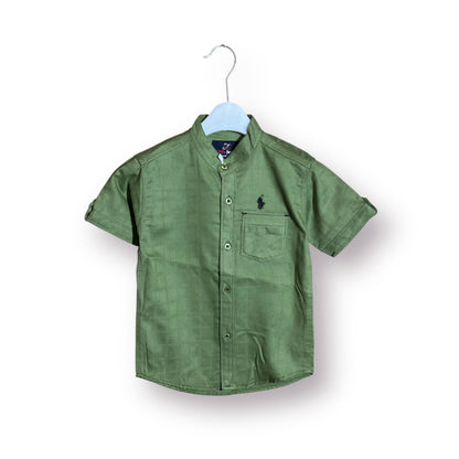 Boys Shirt(00169)Clr-Green-Fabric Cotton