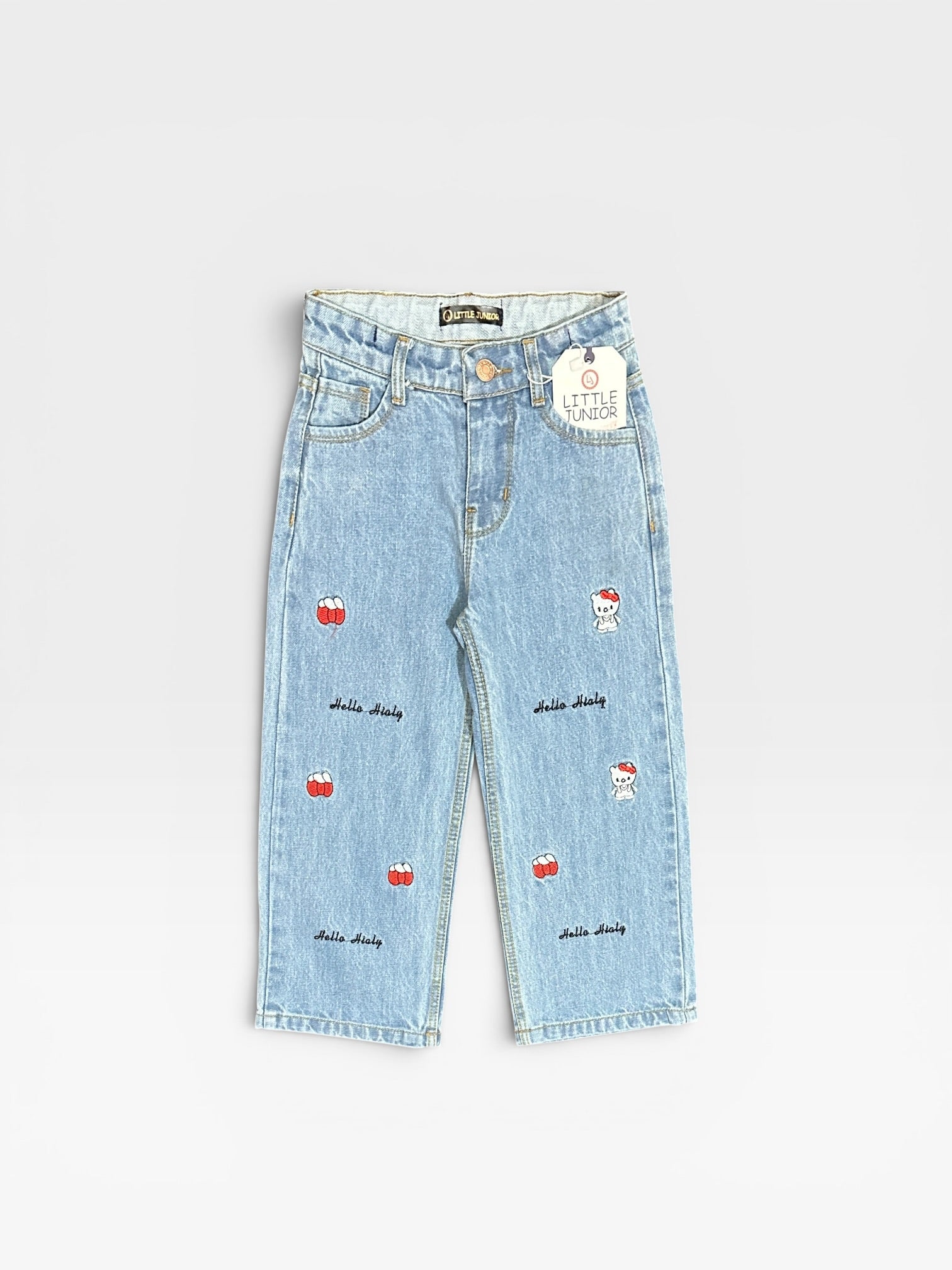 Girls Pant(02754)Clr-Sky Blue-Fabric Jeans