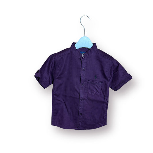 Boys Shirt(00168)Clr-Dark Purple-Fabric Cotton