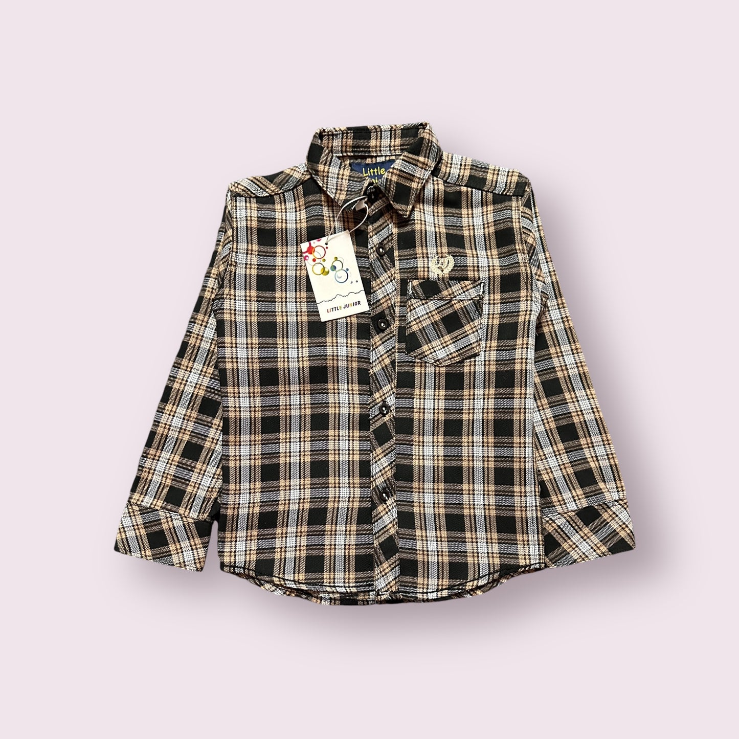 Boy Shirt (03537)Fabric Flannel-Clr Black And Brown