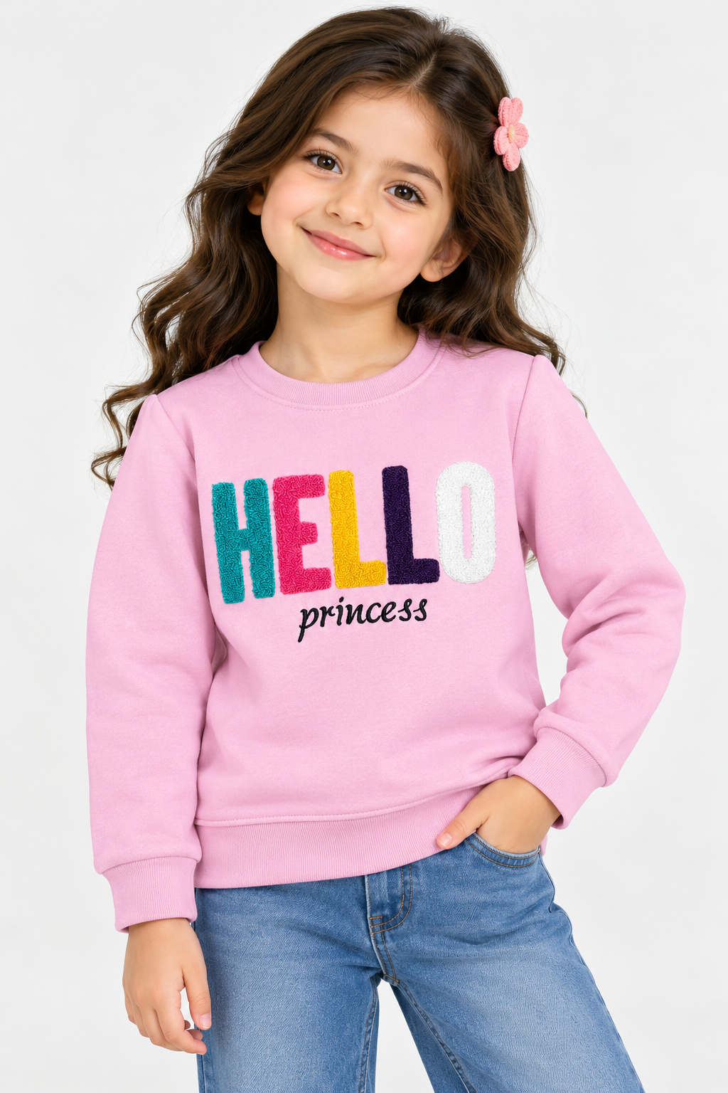 Girls Sweat-Shirt(00284)Clr-pink-Fabric High Quality warm Fleece