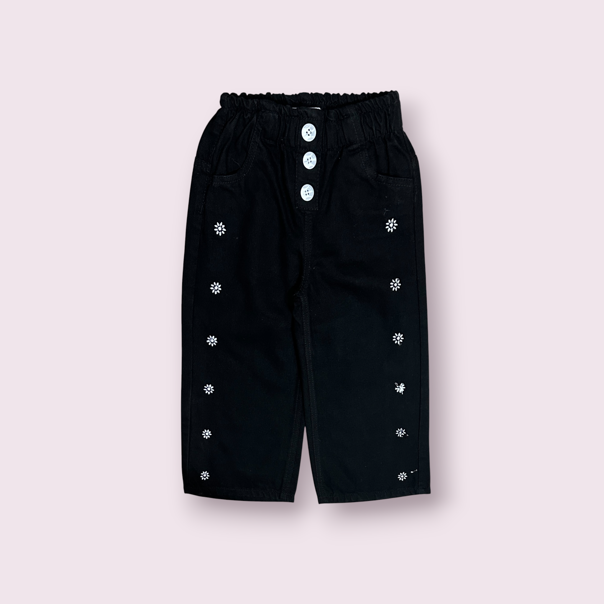 Girls Pant (0049)Clr-Black-Fabric Jeans