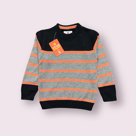 Boy Sweater (03647) Clr-Black, Gry And Orange