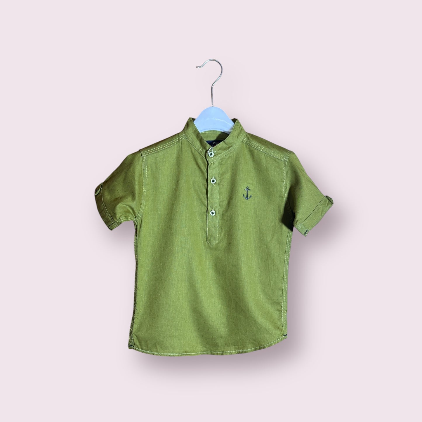 Boys Shirt(00171)Clr-Olive Green-Fabric Cotton