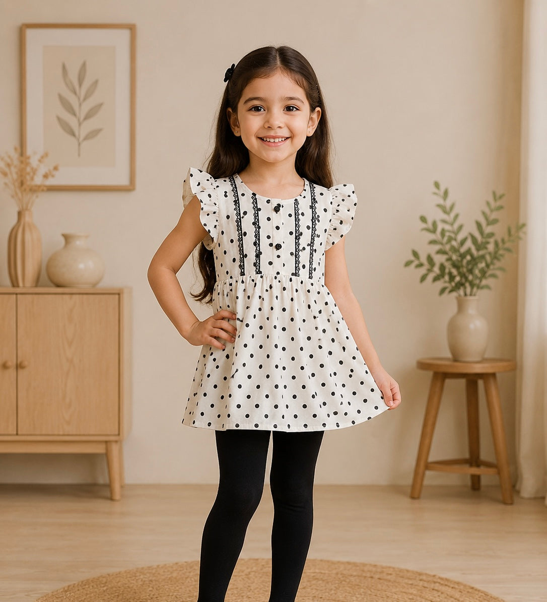 Girls top (02803)Clr-Tea pink and black-Fabric Lite Silk For Summer
