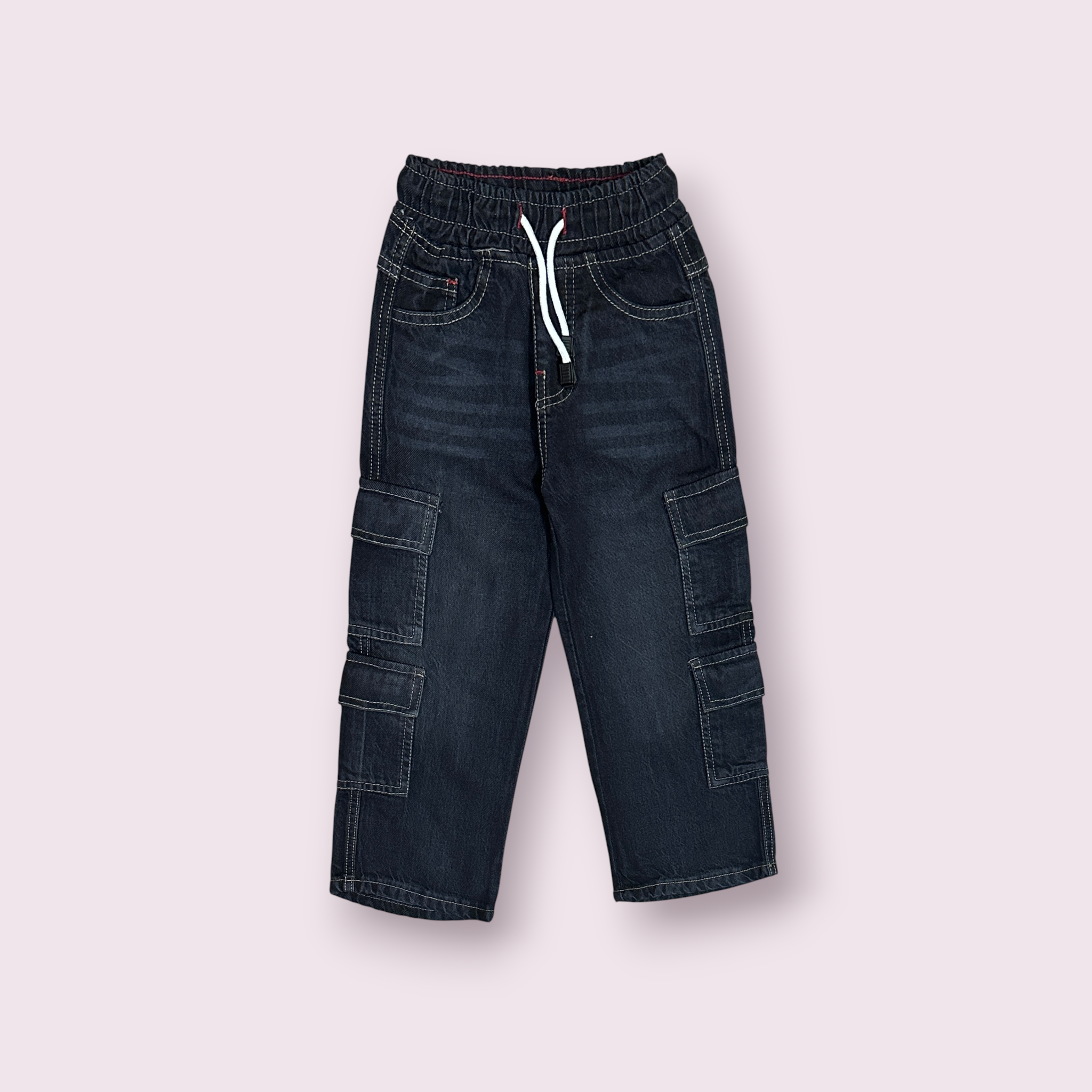 Boys Baggy Pant(0020)Clr-Dark Gry-Fabric Denim Jeans
