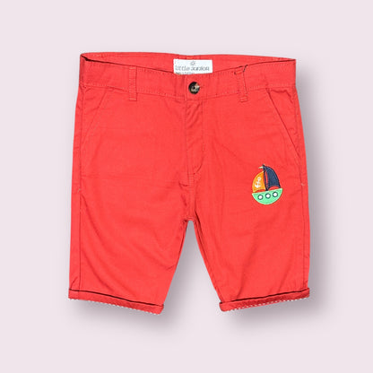 Cotton Shorts (00101)Clr-Red-Fabric Cotton