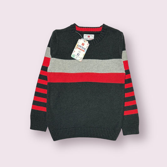 Boy Sweater (03361) Clr-Dark Gry And Red