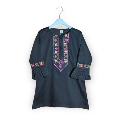 Girls Top/Kurti (00227)Clr-Black-Fabric Cotton For Summer