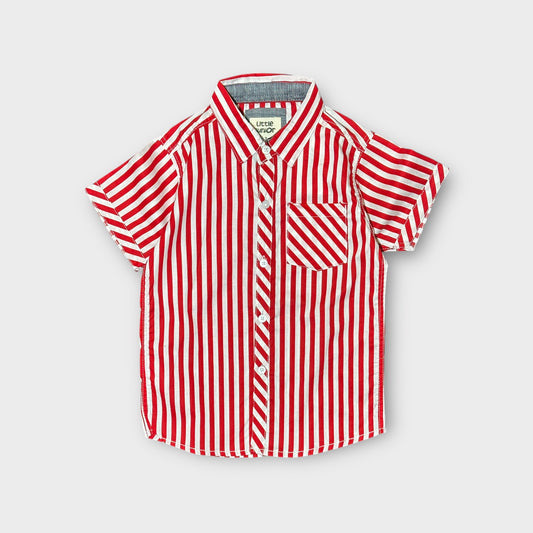 Casual Shirt (0044)Clr-Red And White-Fabric Soft Cotton