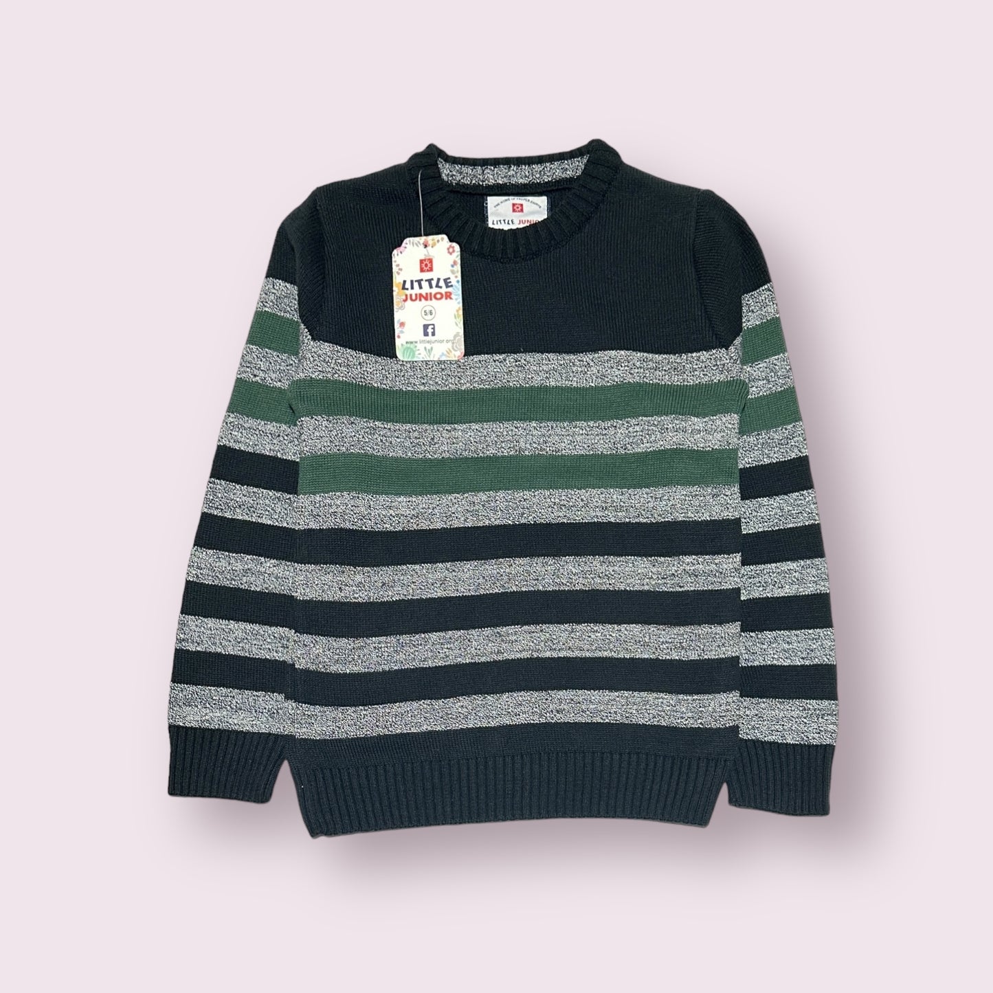 Boy Sweater (03376) Clr-Black Green and Gry