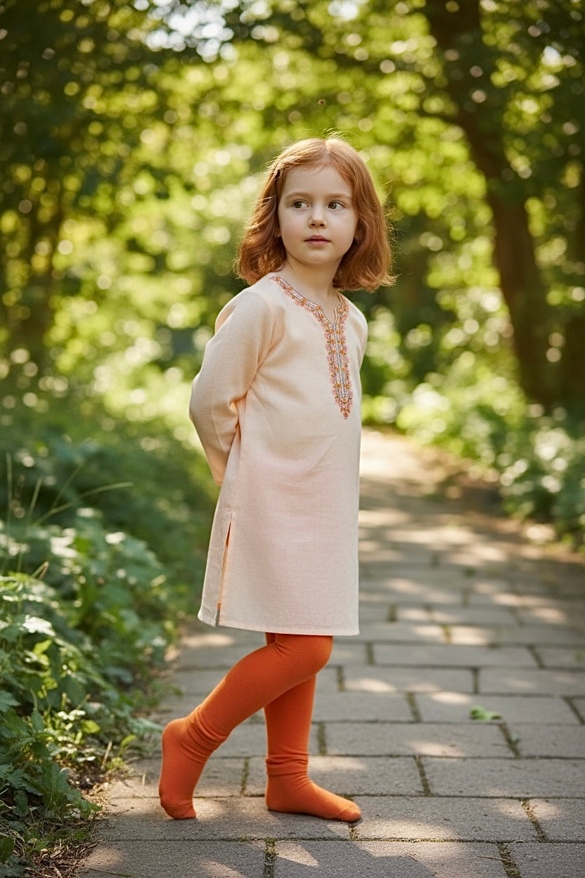 Girls Kurta(02790)Clr-Lite orange-Fabric Lawn For Summers