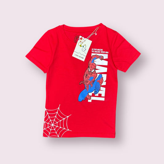 Boy T Shirt (0018)Clr-Red-Fabric Blended Cotton