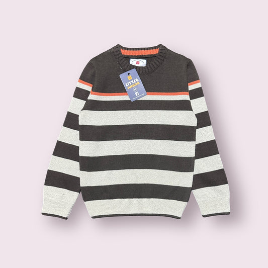 Boy Sweater (03382) Clr-Dark Brown and Of White