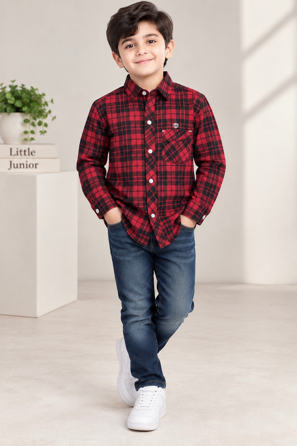 Boy Shirt (00164) Clr-Red And Black-Fabric Soft Flannel For winters