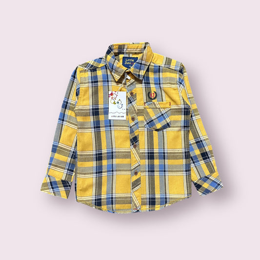 Boy Shirt (03511)Clr-Mastard And Royal Blue Checks