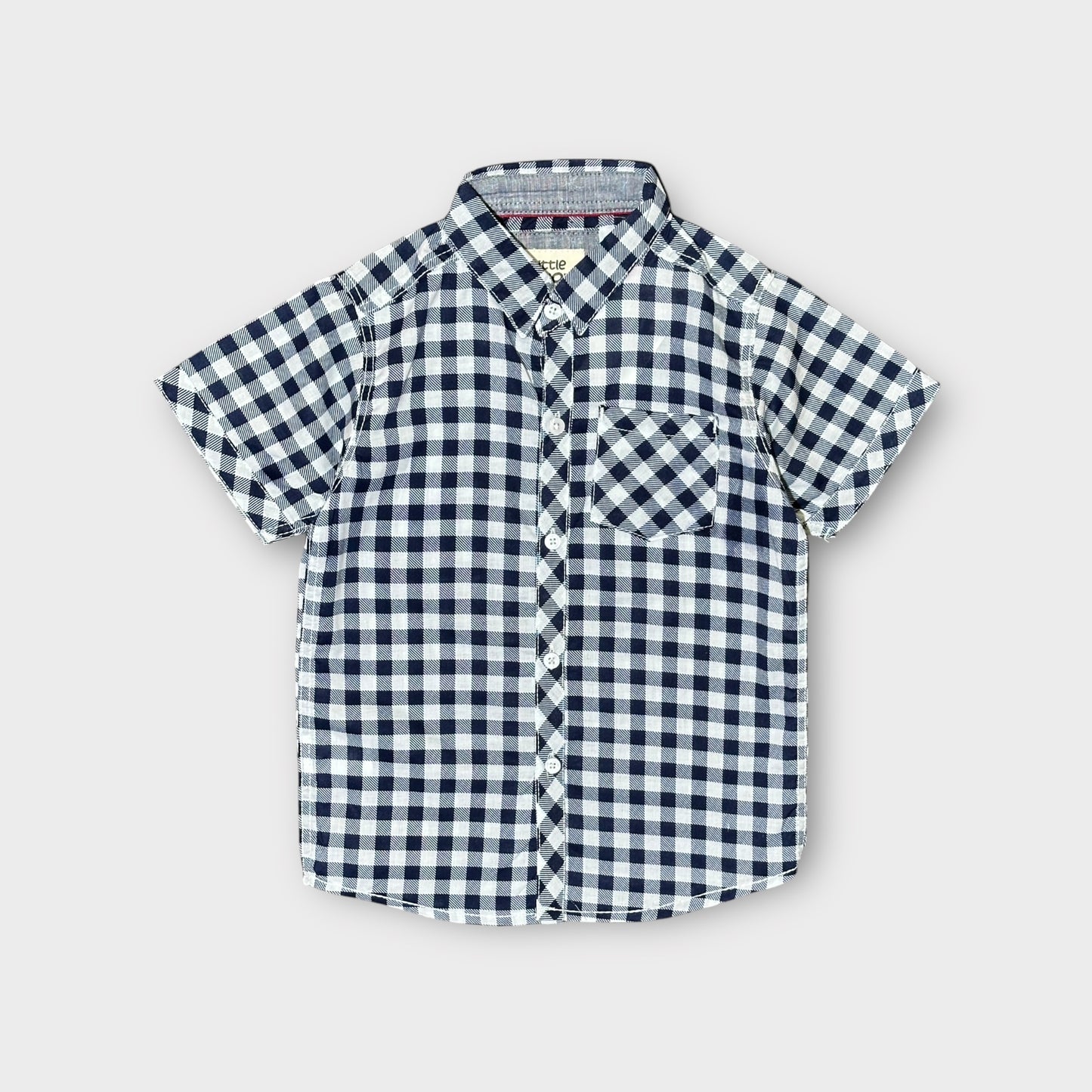 Casual Shirt (0034)Clr-Navy Blue and white-Fabric Soft Cotton