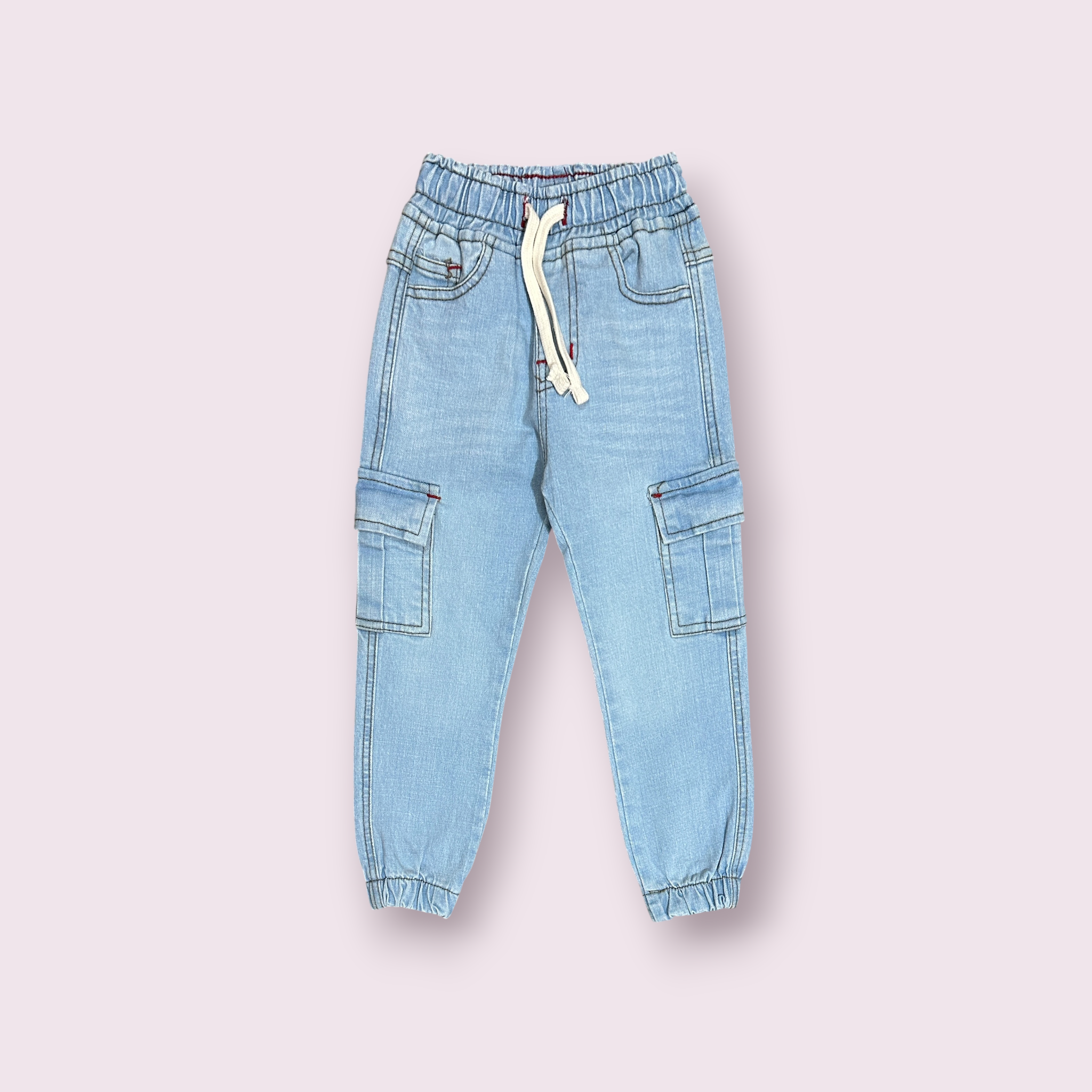 Boys cargo Pant(00114)Clr-Sky Blue-Fabric Denim Jeans