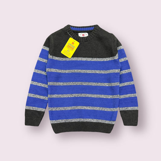 Boy Sweater (03646) Clr-Ink Blue And Dark Gry